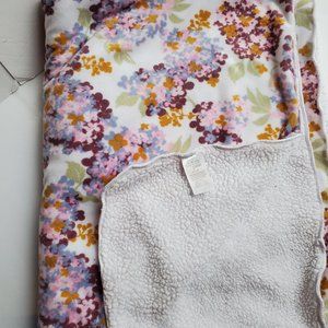 Chick Pea Baby Blanket Purple Pink Floral Soft Cozy Velour Reversible 30” X 40”.
